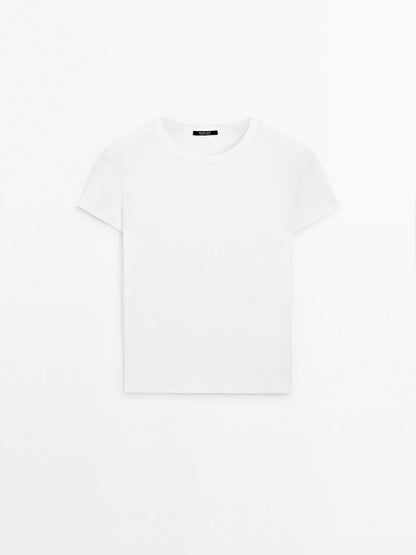 Ribbed heavy weight short sleeve T-shirt