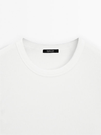 Ribbed heavy weight short sleeve T-shirt