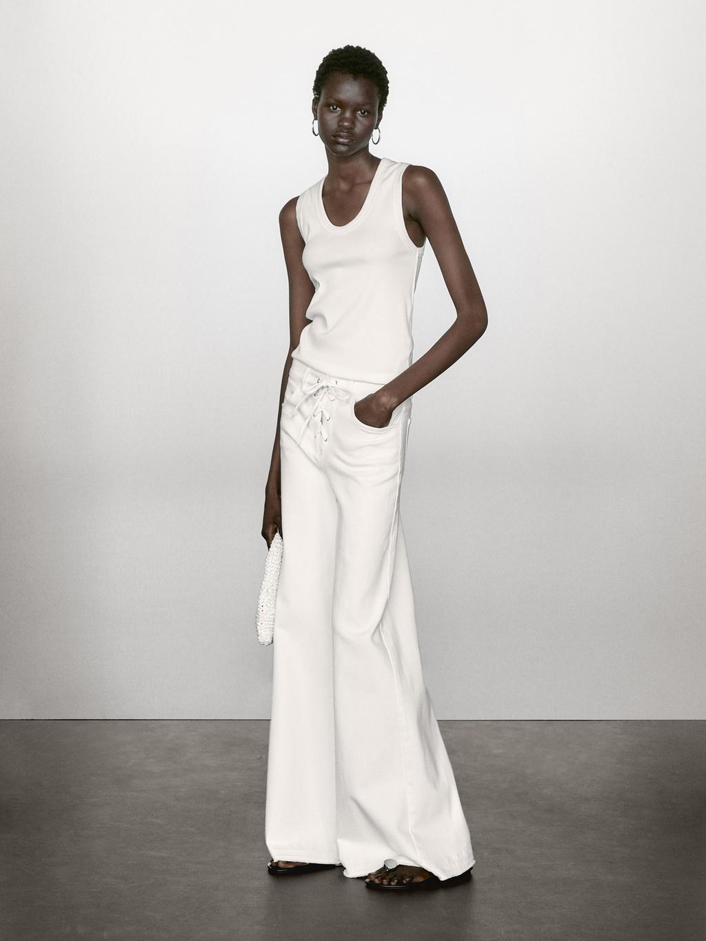 Heavy weight ribbed round neck top