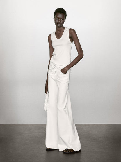 Heavy weight ribbed round neck top