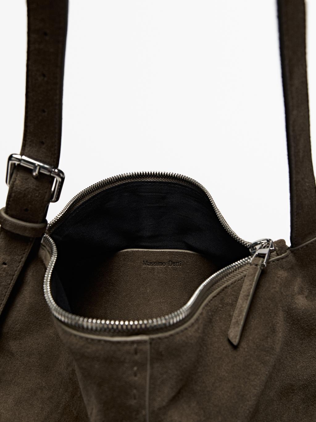 Split suede leather crossbody bag