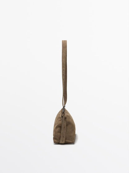 Split suede leather mini crossbody bag
