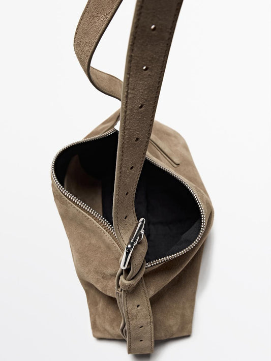 Split suede leather mini crossbody bag