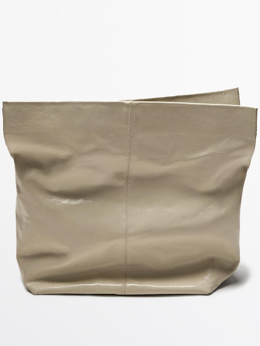 Crackled nappa leather flap bag