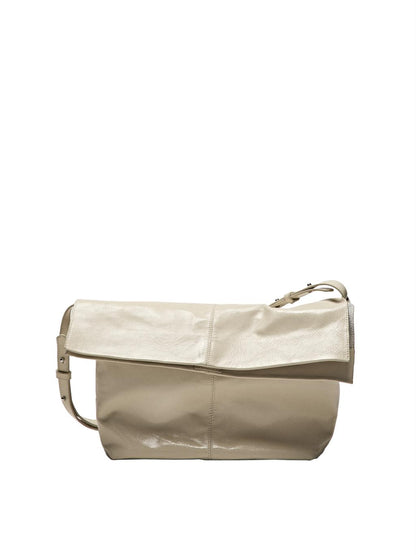 Crackled nappa leather flap bag