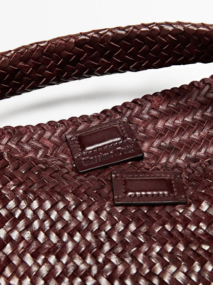 Braided nappa leather shopper bag