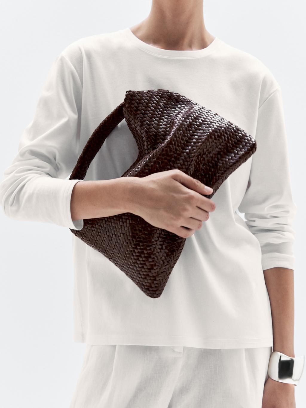 Braided nappa leather shopper bag