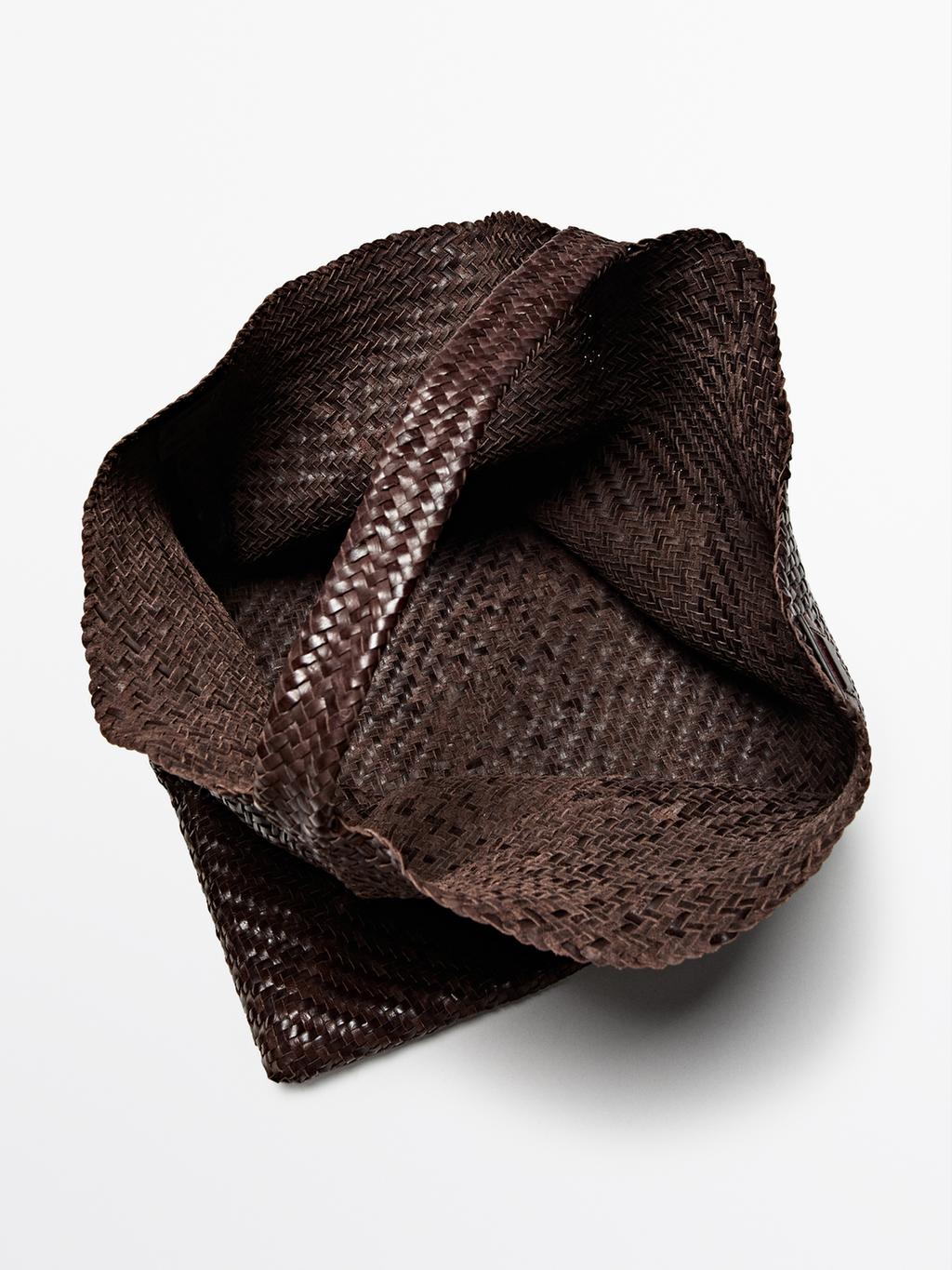 Nappa leather woven maxi tote bag