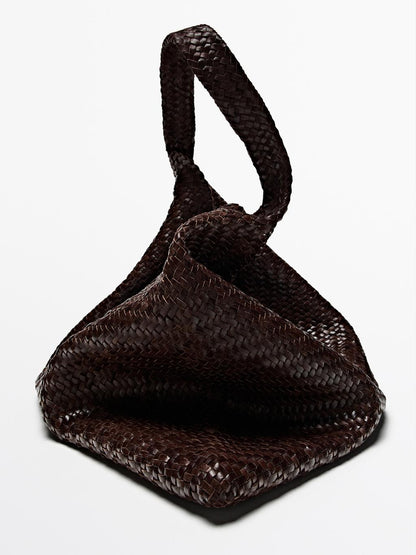 Nappa leather woven maxi tote bag