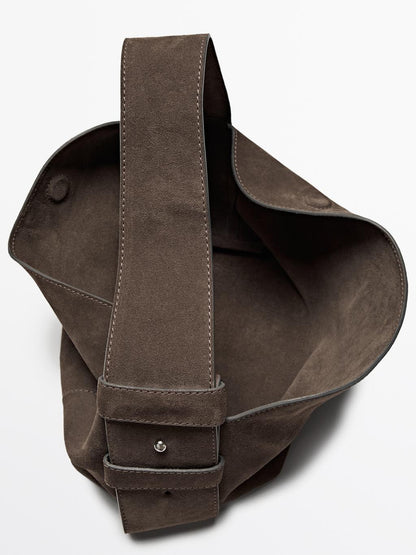 Split suede shoulder bag