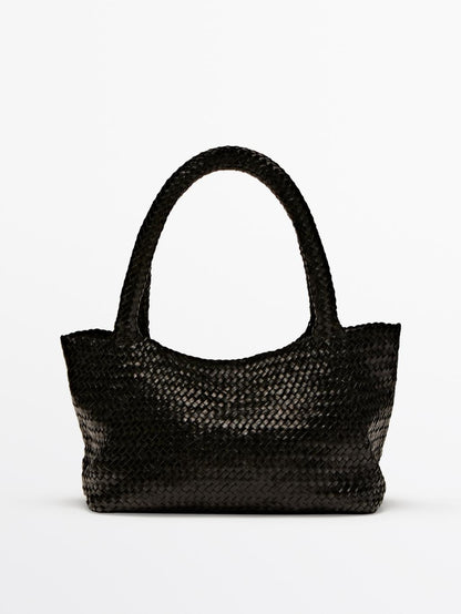 Medium braided nappa leather tote bag