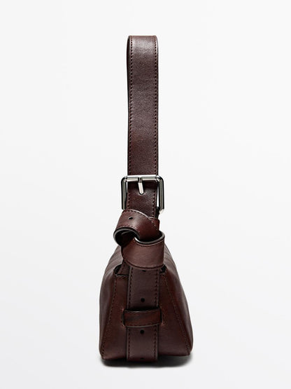 Small nappa leather bag with buckle