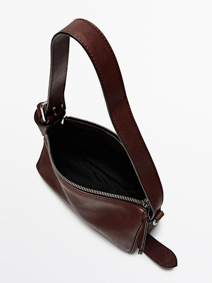 Small nappa leather bag with buckle