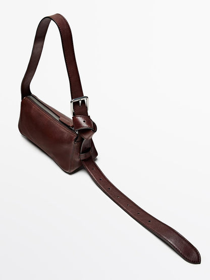 Small nappa leather bag with buckle