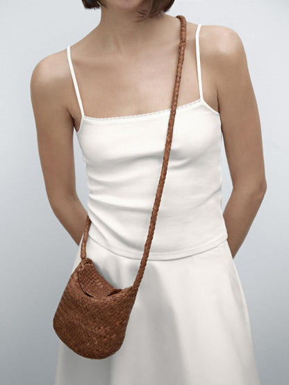 Braided nappa leather crossbody bag