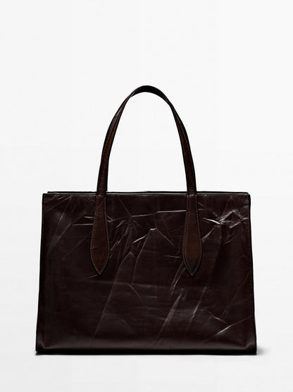 Crackled nappa leather maxi MD ICON bag