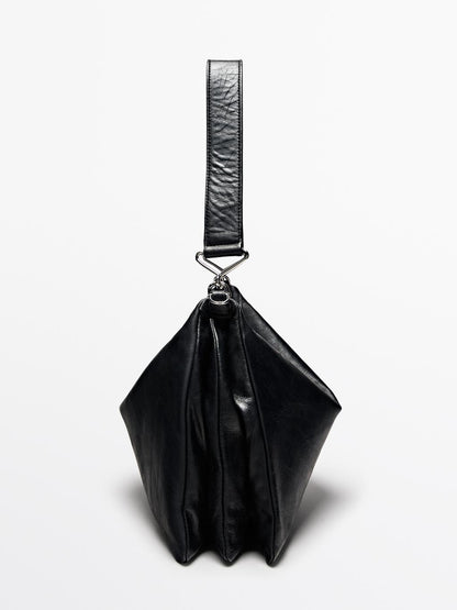 Large nappa leather bag with compartments