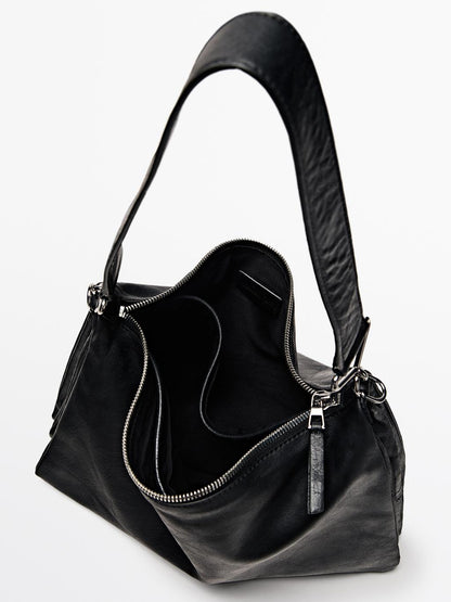 Large nappa leather bag with compartments