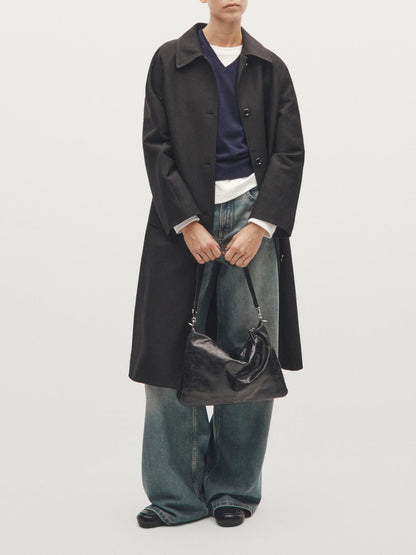 Large nappa leather bag with compartments