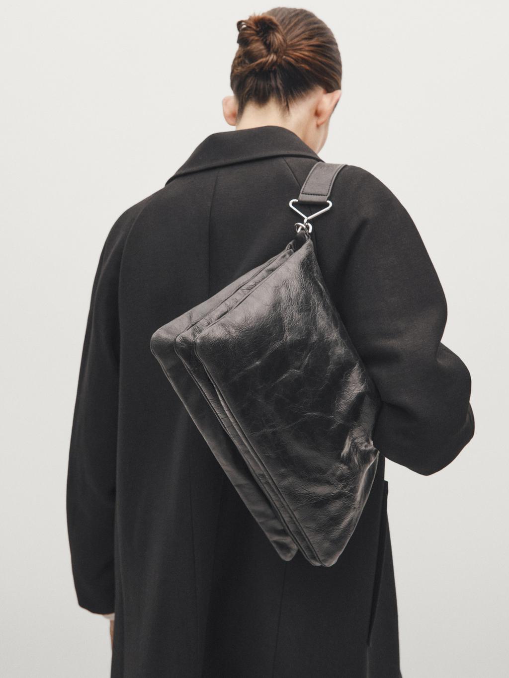 Large nappa leather bag with compartments