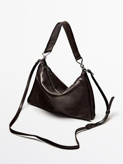 Small nappa leather bag with compartments