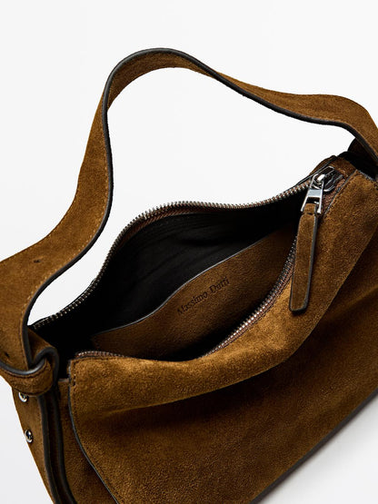 Small split leather shoulder bag