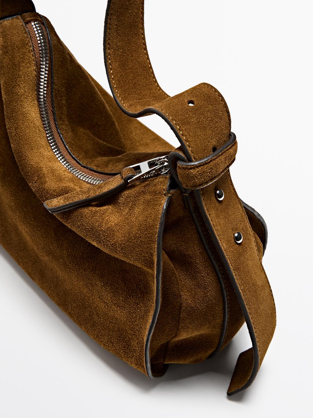 Small split leather shoulder bag