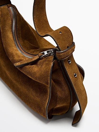 Small split leather shoulder bag