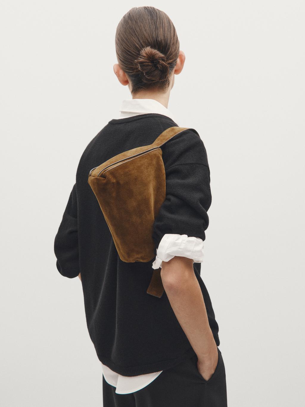 Small split leather shoulder bag