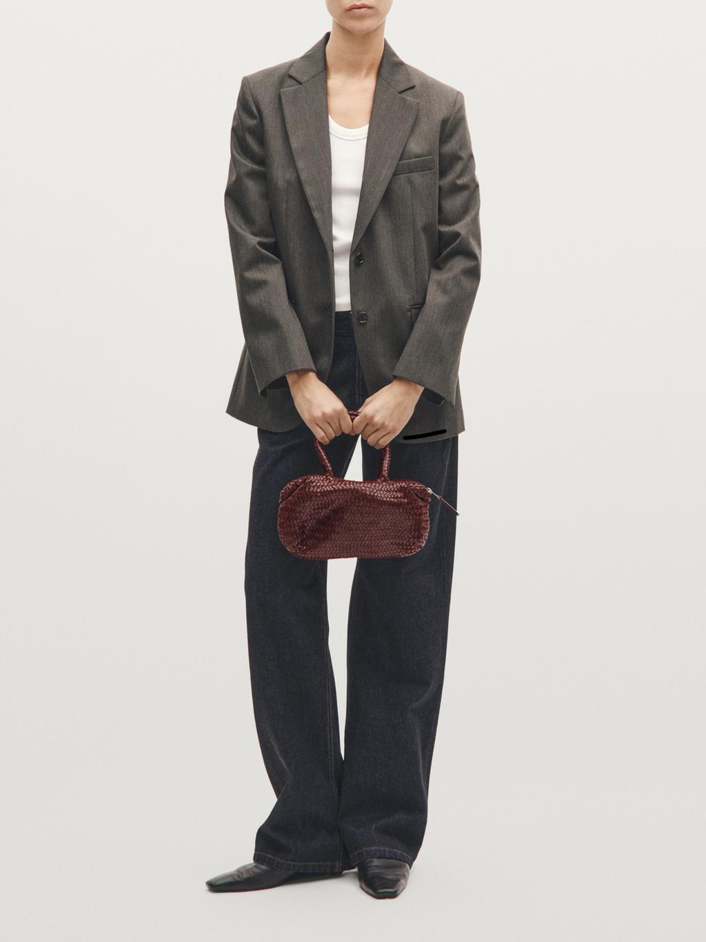 Small woven nappa leather satchel bag