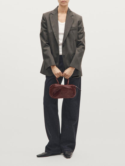 Small woven nappa leather satchel bag