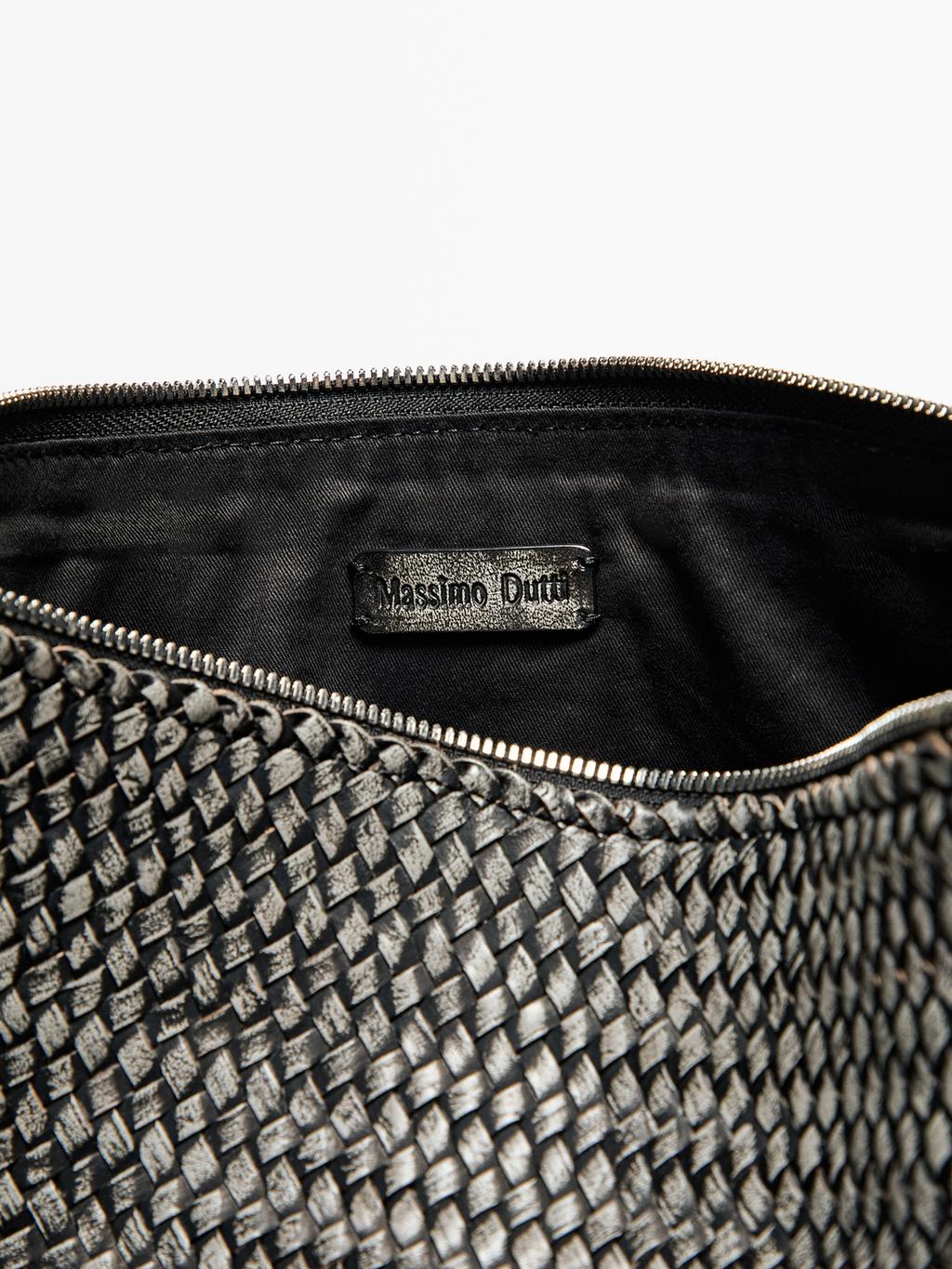 Large braided nappa leather shoulder bag