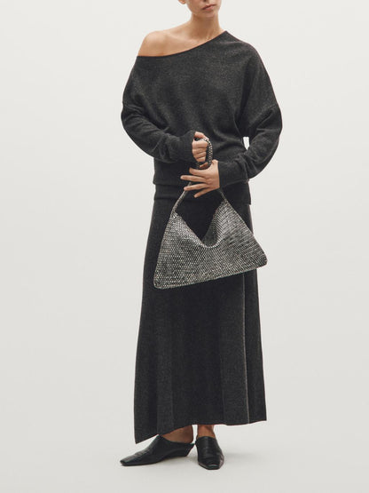 Large braided nappa leather shoulder bag