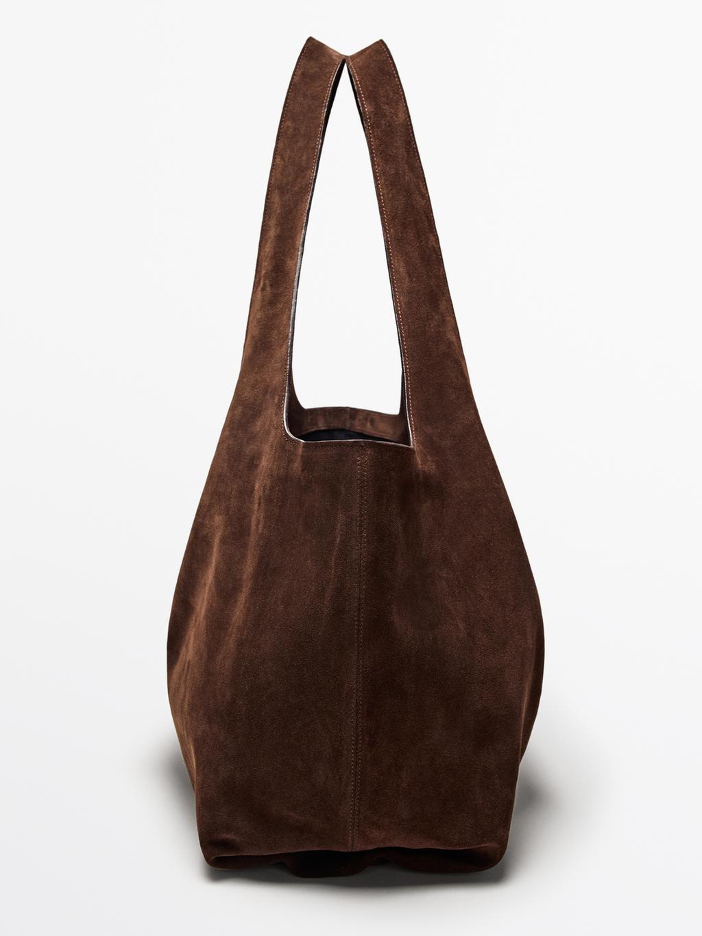 Split leather maxi tote bag