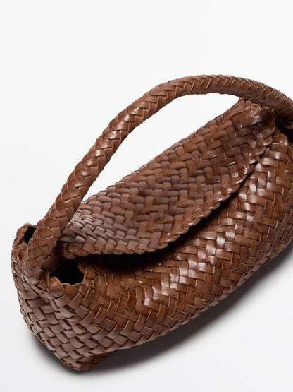Braided nappa leather crossbody bag