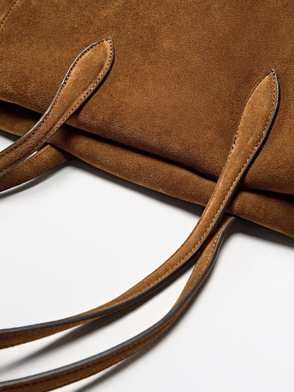 Split suede leather west satchel bag