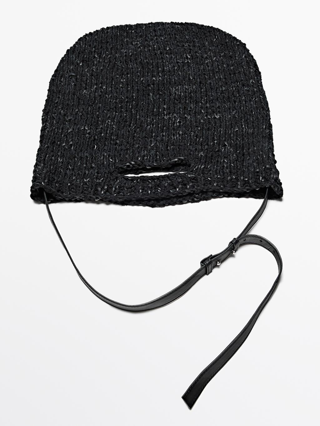 Large crochet knit leather bag - LIMITED