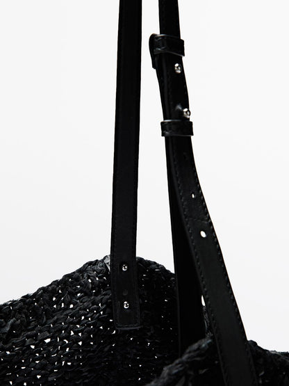 Large crochet knit leather bag - LIMITED