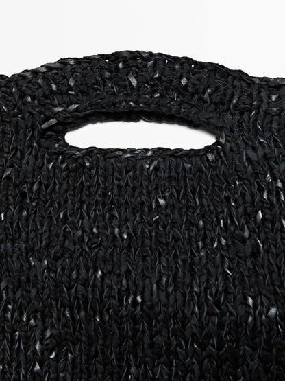 Large crochet knit leather bag - LIMITED