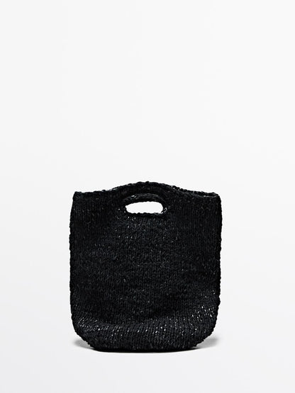 Mid-size crochet knit leather bag - LIMITED
