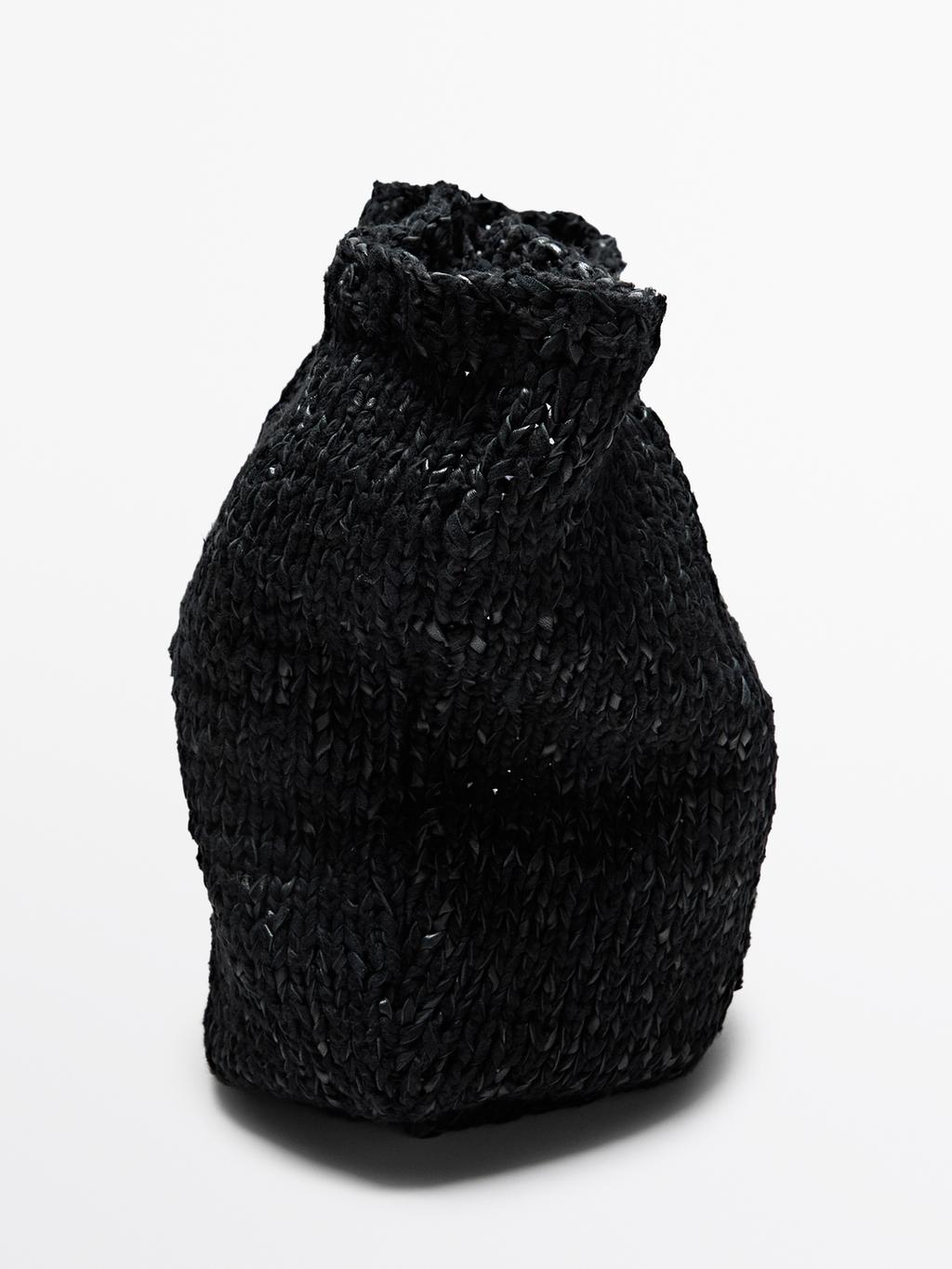 Mid-size crochet knit leather bag - LIMITED