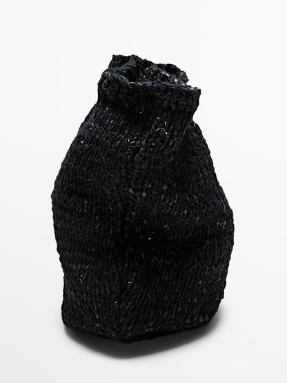 Mid-size crochet knit leather bag - LIMITED