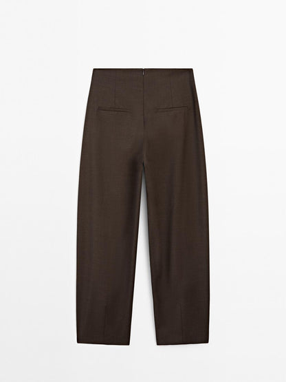 100% wool wide-leg darted trousers - STUDIO