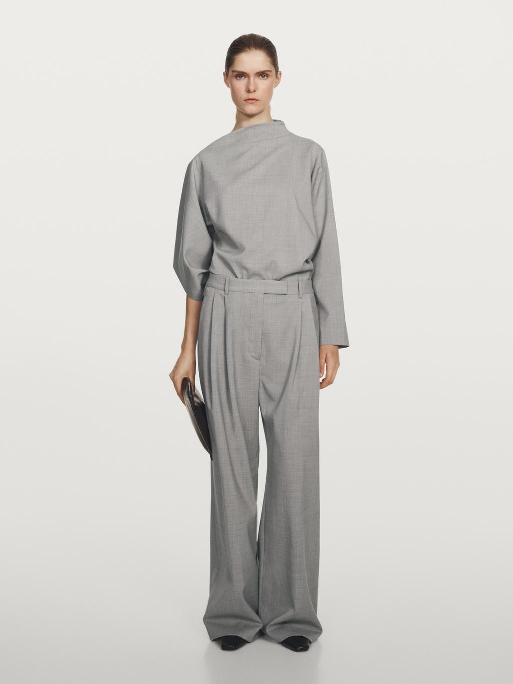 100% wool wide-leg trousers with darts - STUDIO