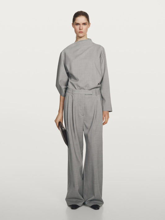 100% wool wide-leg trousers with darts - STUDIO