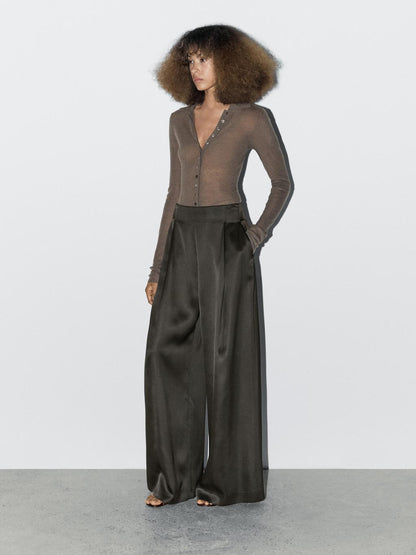 Satin wide-leg trousers - STUDIO