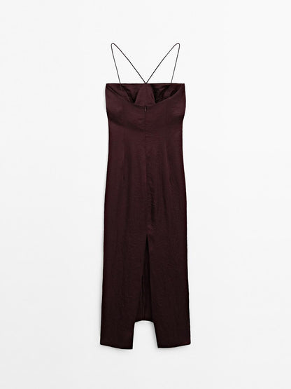 Draped satin midi dress - STUDIO