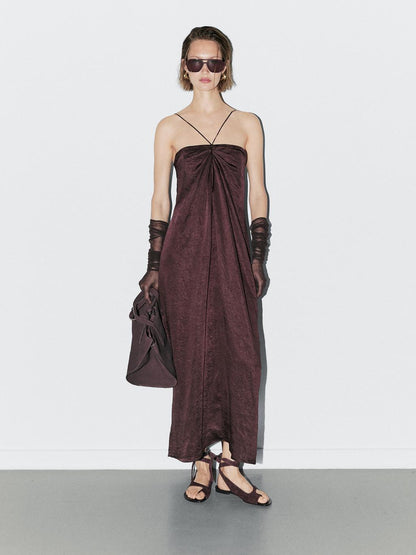 Draped satin midi dress - STUDIO