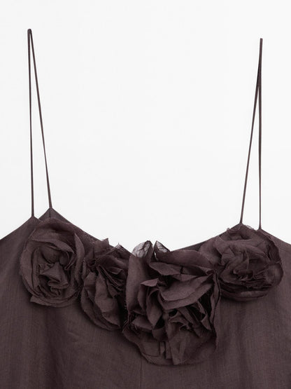 Long ramie floral dress - STUDIO