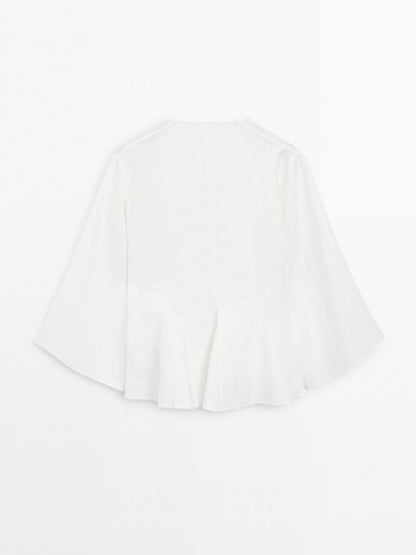 100% linen blouse with godet details - STUDIO